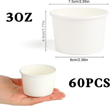 Набір паперові стаканчики для морозива 60 шт. 85 мл VEYLIN