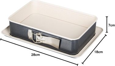 Прямокутна пружинна форма Zenker CREME NOIR, форма для випічки з листової сталі, форма для торта з армованим керамікою антипригарним покриттям (колір крем/антрацит), кількість , 28 x 17 x 7 см Single