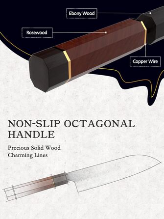 Кухонный нож ручной ковки, лезвие 18 см HOSHANHO Santoku