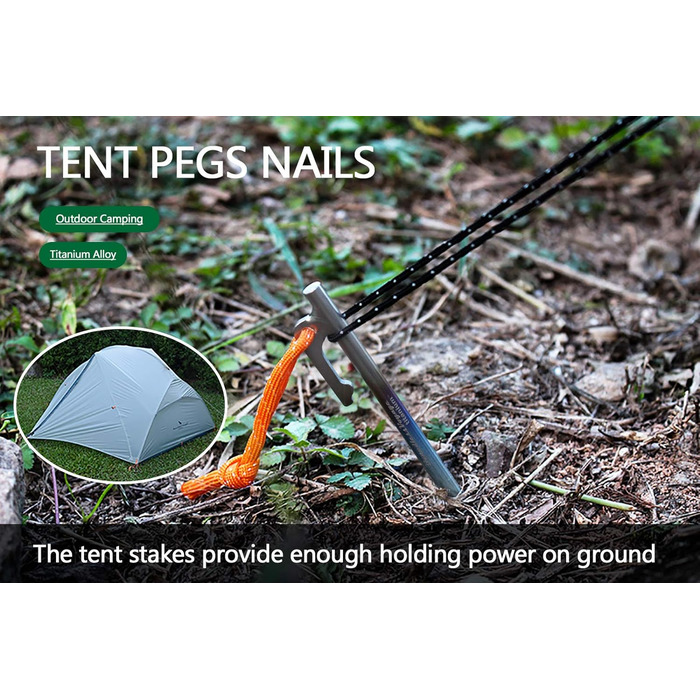 Кілочки з титанового сплаву для намету 7 мм. 6 шт. iBasingo