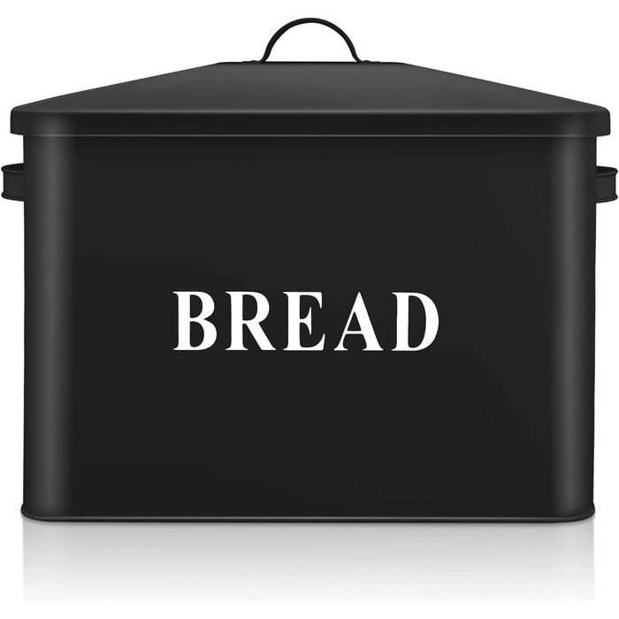 Чорна хлібниця Herogo, дуже велика металева хлібниця для кухні, вінтажна висока хлібниця з кришкою, компактний контейнер для зберігання хліба для стільниці, вміщує 2 хліби, 33 x 24,5 x 19 см