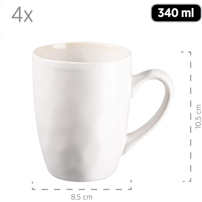 Серия MSER Frozen, Набор керамической посуды на 4 персоны, Комбинированный сервиз из 16 предметов с органическими формами, Сервиз с цветными крапинками, Керамогранит, Белый