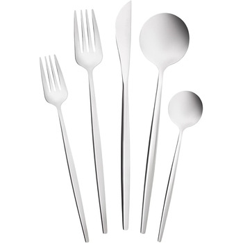 Набір столових приборів Karaca Orion Platinum на 30 предметів для 6 осіб, сталь, обідній ніж із 6 предметів, 6 столових ложок, 6 столових виделок, 6 десертних виделок, 6 чайних ложок, сучасний дизайн