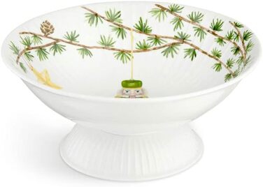 Миска для сладостей 23 см на ножке, белая с акварельной росписью Christmas Hammershøi Kähler