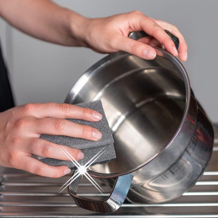 Губка для миття посуду, набір 10 предметів, сірий/чорний Sonty