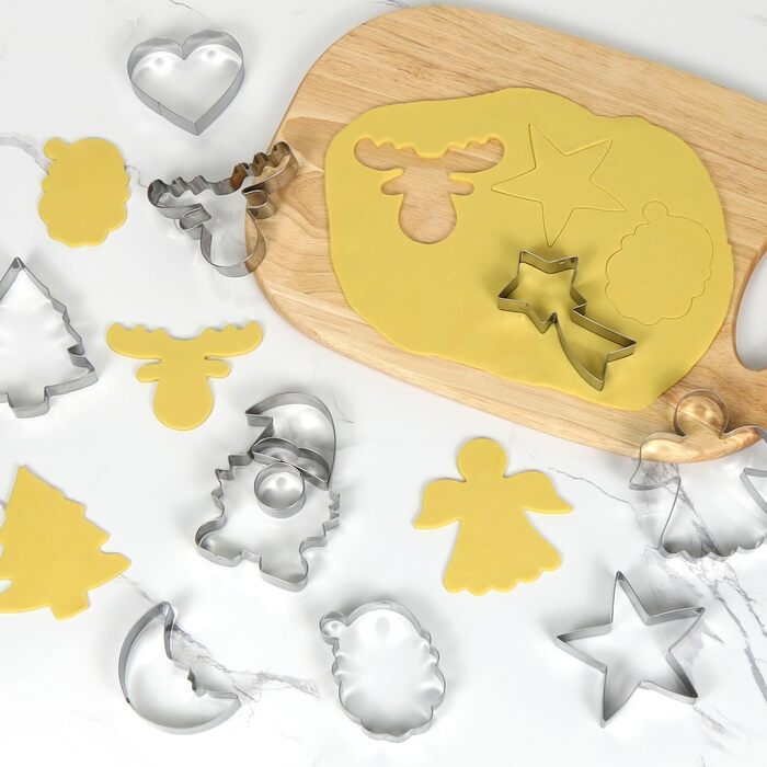 Різдвяні формочки для печива, набір формочок для печива гном Санта Клаус, формочка для печива з нержавіючої сталі у формі лося, формочка для печива з 4 головами лося, подарункові формочки для печива для випікання помадних тортів (барвиста тема A6)