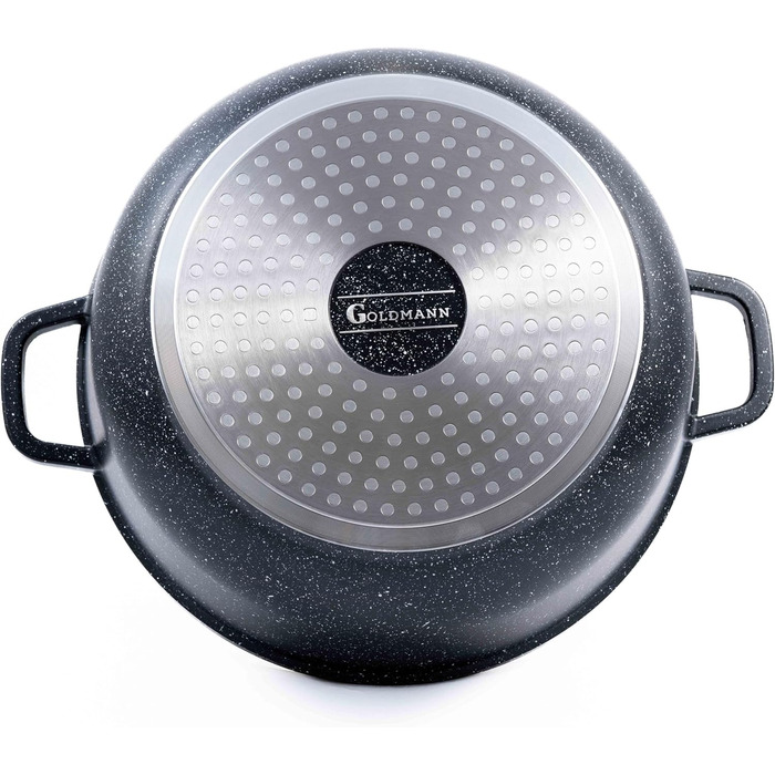 Каструля/горщик GOLDMANN з антипригарним покриттям та скляною кришкою, 6,5 л, мармурове керамічне покриття, для всіх варильних поверхонь, екологічно чиста (24 см)