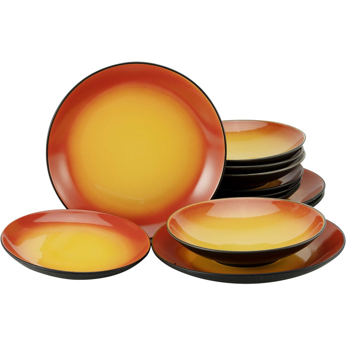 Серия HOT RED, набор посуды 35 x 34 x 35 см (столовый сервиз 12 предметов, красный), 20200