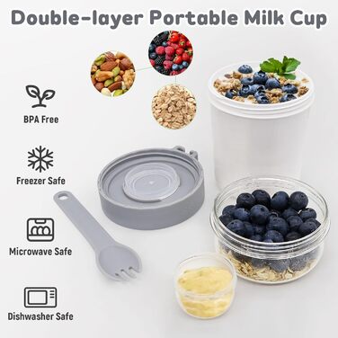 Стаканчик для пластівців 870 мл з ложкою та щіточкою, білий Forbabe