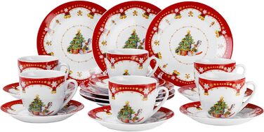 Кавовий сервіз на 18 предметів для 6 осіб, білий з різдвяним декором "Різдвяна магія" Van Well
