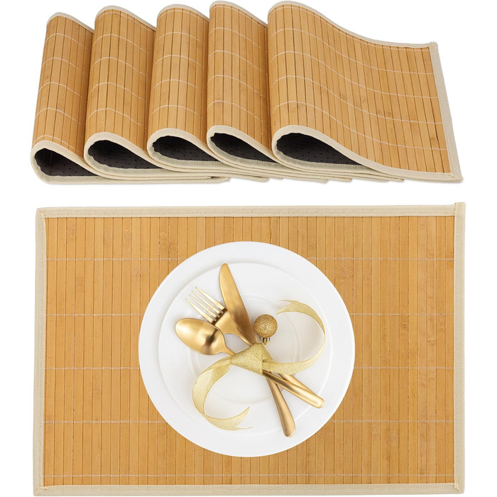 Набір із 6 сервірувальних килимків 45 x 30 см, кремовий Relaxdays