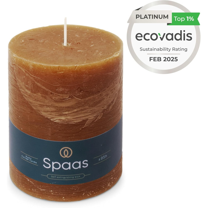 Свічка Spaas Rustic Pillar, 100/130 мм, 95 год, чорна (коньячна)