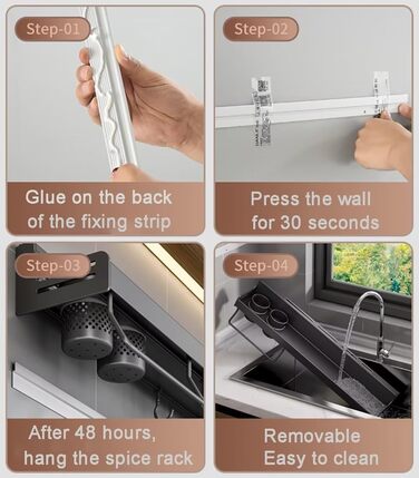 Настінний органайзер для кухонного приладдя 80 см сірий Giural