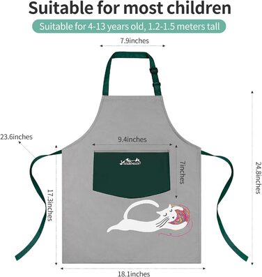 Фартух кухонний для дітей 46 х 60 см зелений Viedouce