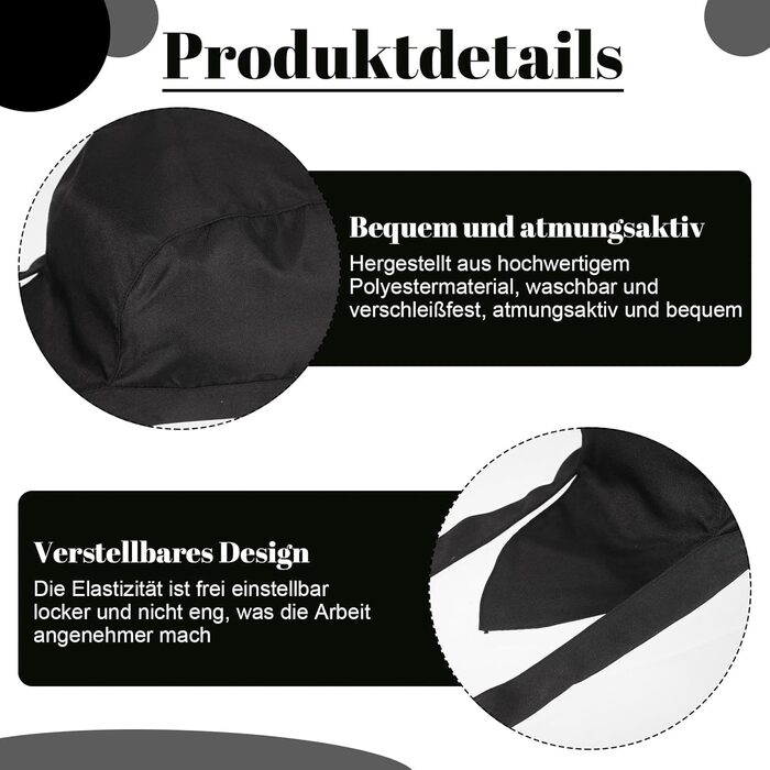 Чорний шеф-кухар капелюх 5 шт YUWJOOWEE