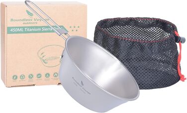 Титанова чаша для кемпінгу зі складною ручкою 450 мл iBasingo