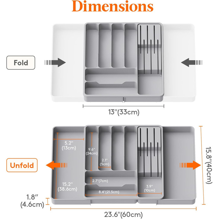 Органайзер для столових приборів 60 х 40 см сірий Lifewit