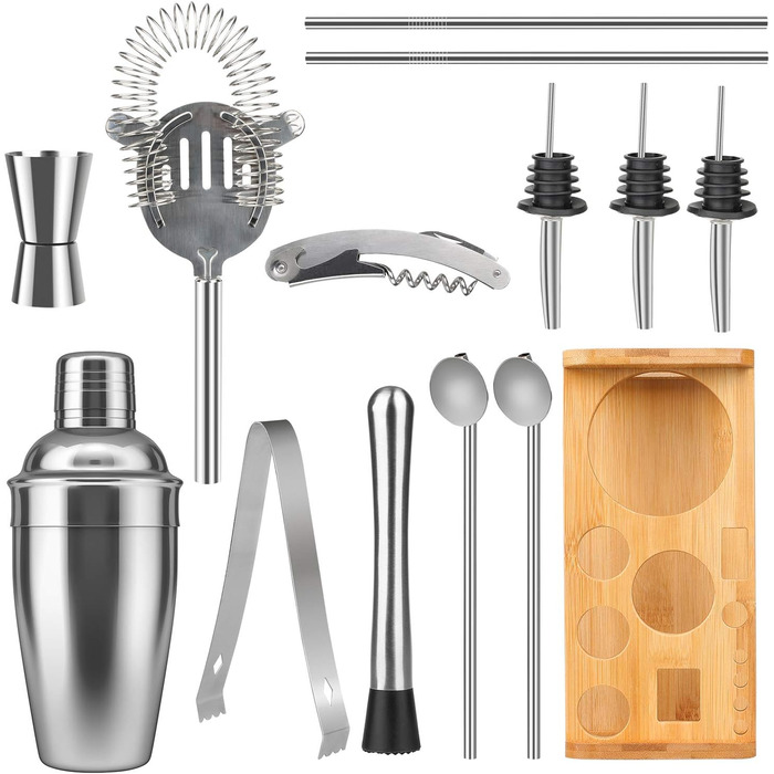 Коктейльний набір з 14 предметів з мірною склянкою та барною ложкою, 550 мл., Hossejoy