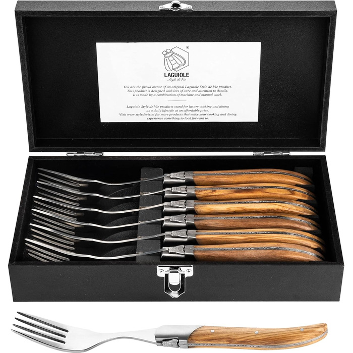 Набір з 6 виделок в дерев'яній коробці Luxury Line Laguiole Style de Vie