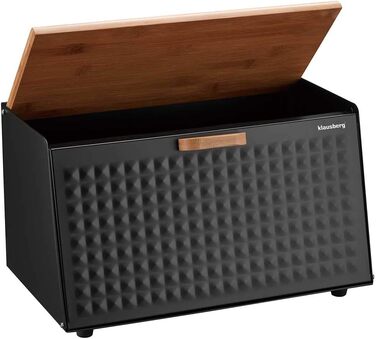 Хлібниця дерев'яна з нержавіючої сталі чорний 35,5 х 21,5 х 20 см Klausberg