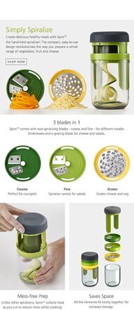Спіралайзер 3 в 1 з контейнером для зберігання різнокольоровий Spiro Joseph Joseph
