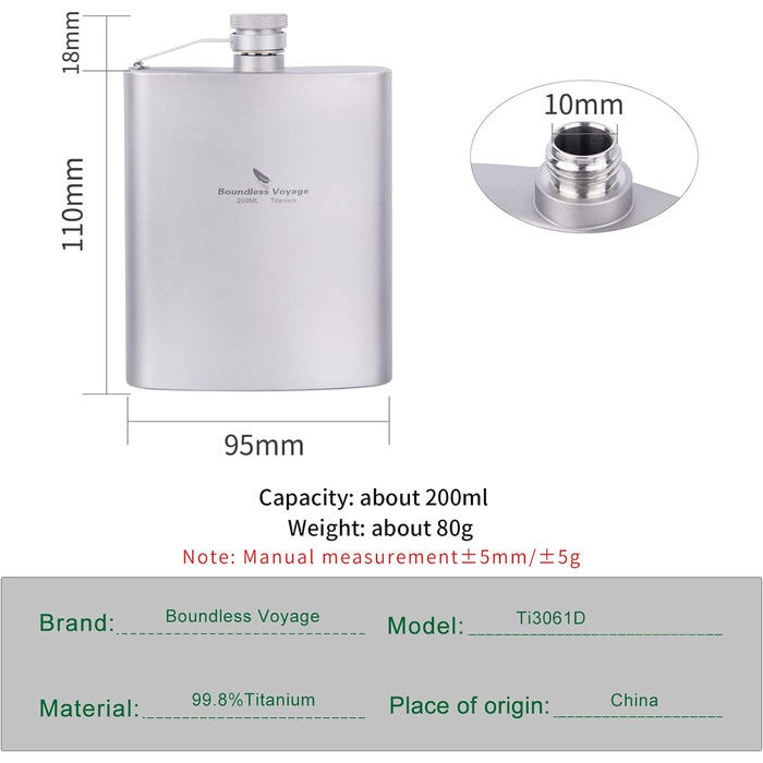 Портативная фляга для виски 200 мл. Boundless Voyage