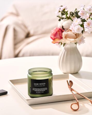 Ароматичні свічки M&SENSE з кавою у скляній банці з 2 гнітами 330 г, час горіння 70 годин, свічка з натурального соєвого воску для спальні, кухні, декору дому, подарункова свічка для чоловіків та жінок, смажена кава (шавлія)