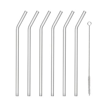 Набор стеклянных соломинок для питья со щеткой 23 см, 7 предметов Sala Blomus