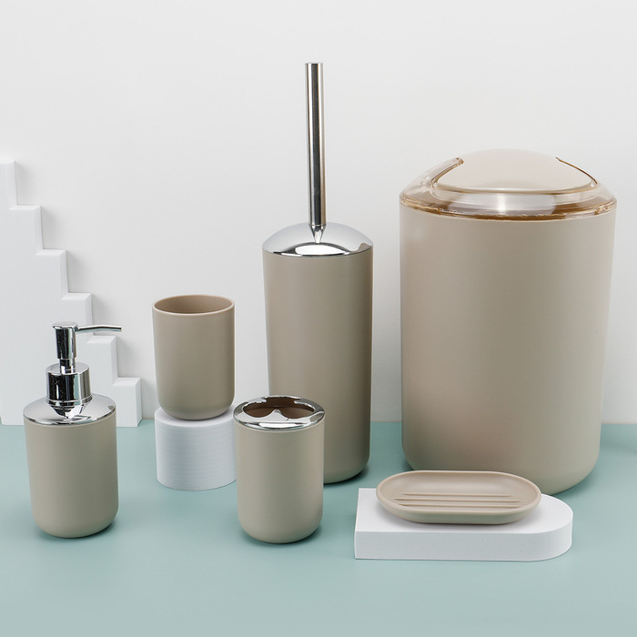 Набір аксесуарів для ванної кімнати, 6 предметів, бежевий GMMH