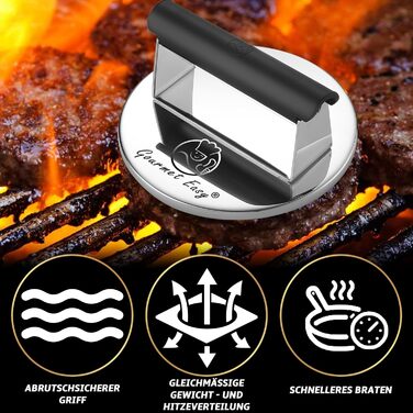 Прес для бургерів з ручкою, нержавіюча сталь Gourmet Easy