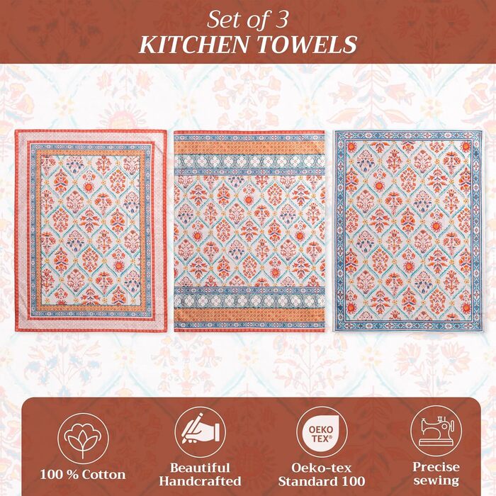 Набір із 3 багатоцільових кухонних рушників Барних рушників День подяки/Різдво (50 см x 70 см) (20 римських рушників, 50 x 70 см (набір із 3 шт.)), 39 Hermine Noel