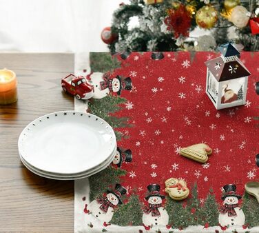 Модна червона різдвяна скатертина у формі сніговиків 100 x 100 см, червона Artoid Mode