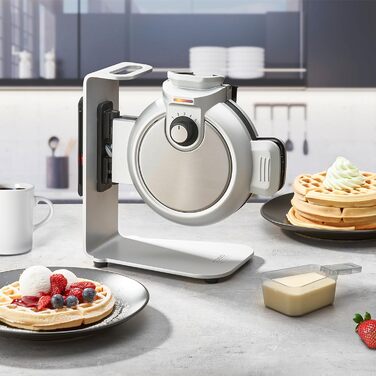 Вертикальна вафельниця для ідеальних бельгійських вафель, 5 рівнів підрум'янювання на вибір, 2-кратне антипригарне покриття, без зайвого тіста, нержавіюча сталь