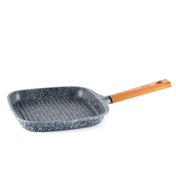 GIPFEL Сковорода-гриль 24см антипригарное покрытие Pfluon, деревянная ручка, индукционное дно (лит алюм) 0782 GIPFEL