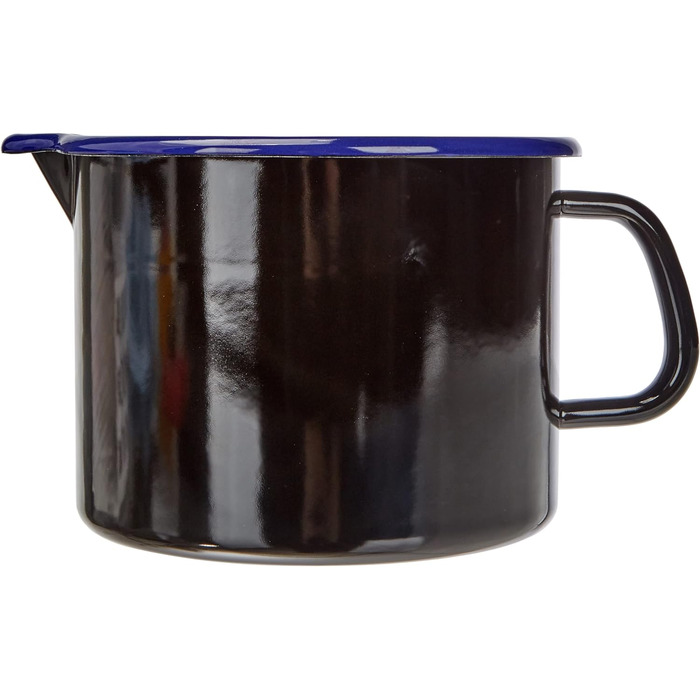 Горщик для дзьоба чорно-синій 16, CLASSIC - HOTEL PROFI ЧОРНИЙ/СИНІЙ, діаметр 16 см, висота 13,0 см, ємність 2,0 л, емаль, глечик, каструля для молока з носиком, індукційна, 0054-025