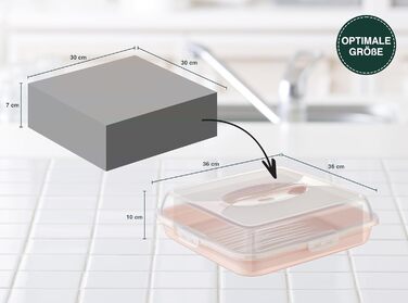 Коробка для транспортировки торта с крышкой, капюшоном и ручкой. Коробка для хранения, Контейнер для торта, Тарелка для торта, Контейнер для торта, Коробка для торта, Тарелка для торта, Начинка для торта, Колокольчик для торта - (розовый, квадратный)