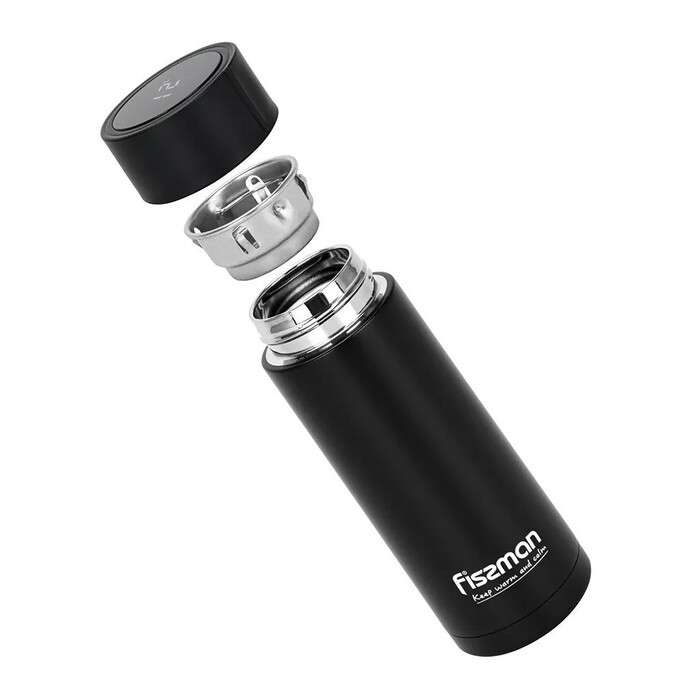 Термос Fissman 390 мл колір чорний нержавіюча сталь (9866)