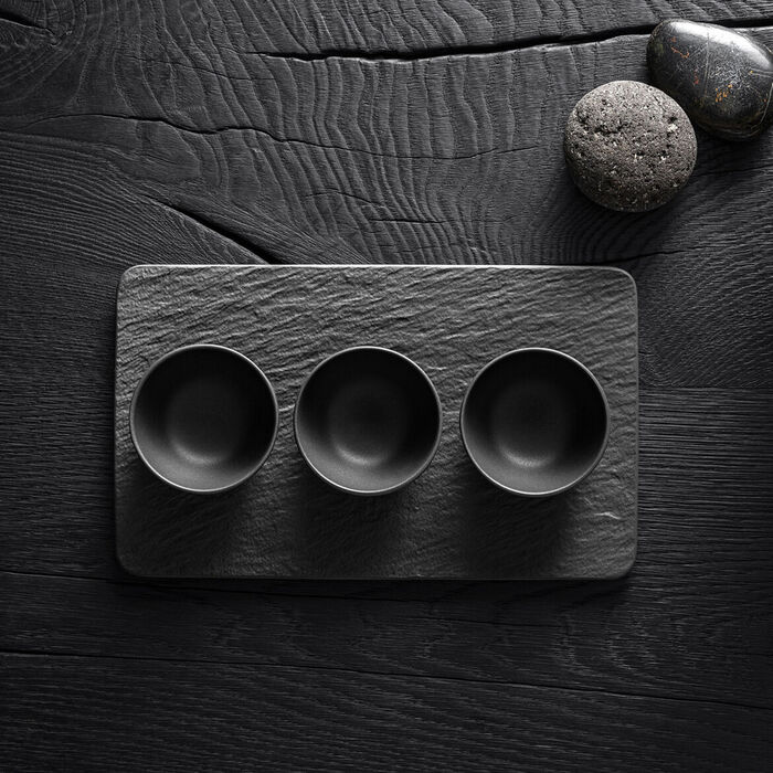 Набір 3 піали з блюдом-підставкою Black/Gray Manufacture Rock Villeroy & Boch