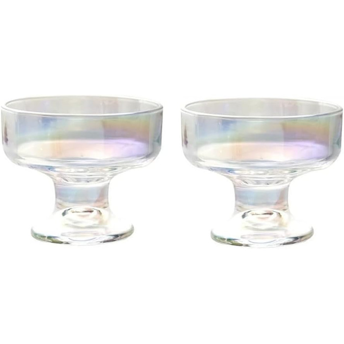 Скляні десертні миски, 185 мл, кришталеві скляні миски для морозива, фруктів, пудингу, снеків, пластівців, горіхів - преміальні скляні миски для сервірування, 2 шт. (кольорові)