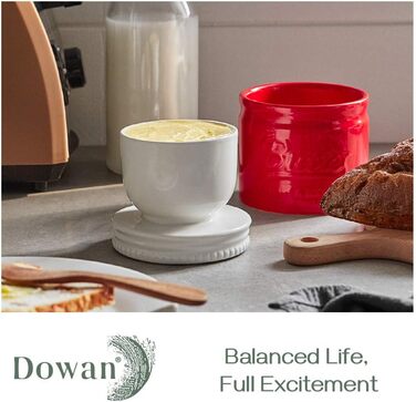Порцеляновий горщик для масла з кришкою, червоний DOWAN