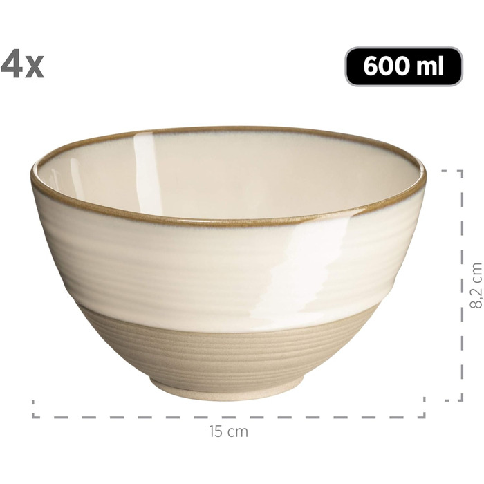 Набор винтажной посуды MSER серии 931818 Nottingham на 4 персоны, сервиз для завтрака из 12 предметов с неправильными круглыми формами в стиле ретро, керамогранит