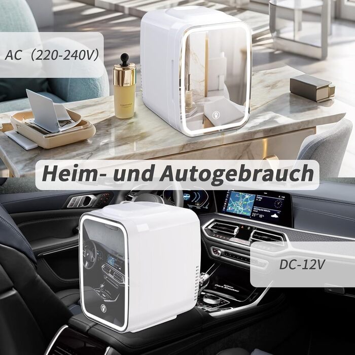 Міні-холодильник зі світлодіодним дзеркалом 4 л білий YASHE