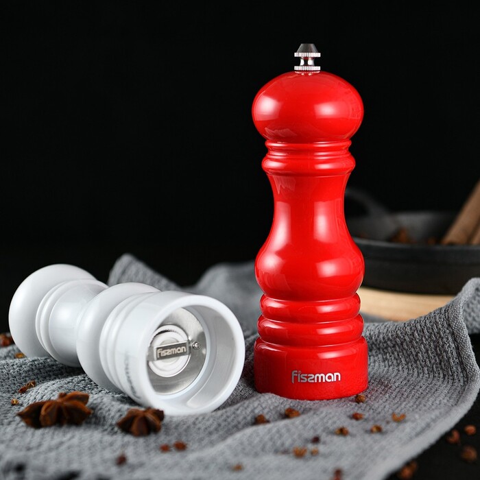 Мельница Fissman для соли и перца 17x6см, КРАСНЫЙ пластик, с керамическим механизмом (8214)