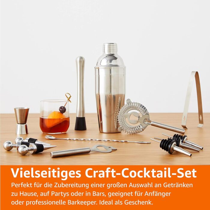 Коктейльний набір із 13 предметів, 710 мл Amazon Basics