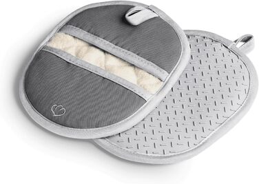 Набір 2 шт. Силікон і бавовна, термостійкі (прихватки, сірі)