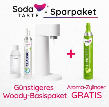 Набір для газування води, 4 предмети, класик + лайм, білий Mysoda Woody SodaTASTE