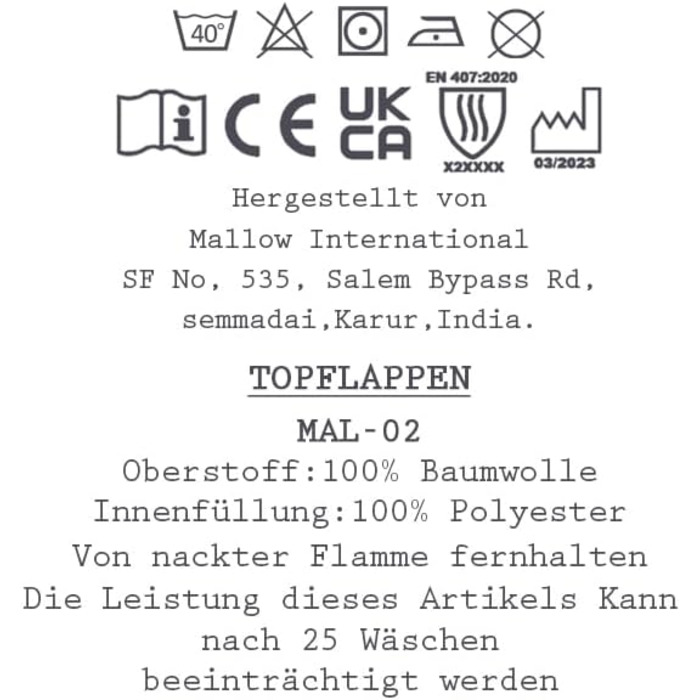 Рукавички для духовки Maison d&39 Hermine, підставки для каструль, 100 бавовна, термостійкі кухонні рукавички, рукавички для духовки (19 см x 33 см) та підставки для каструль (20 см x 20 см) для приготування їжі, Morzine - Рукавички для духовки на День по