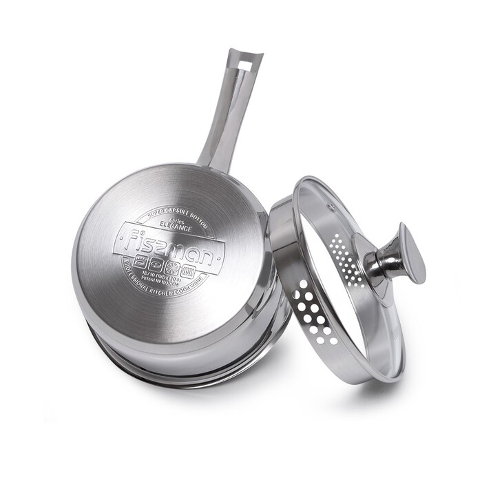 Ківш Fissman ELEGANCE 16x8 см / 1, 6 л зі скляною кришкою (5490)