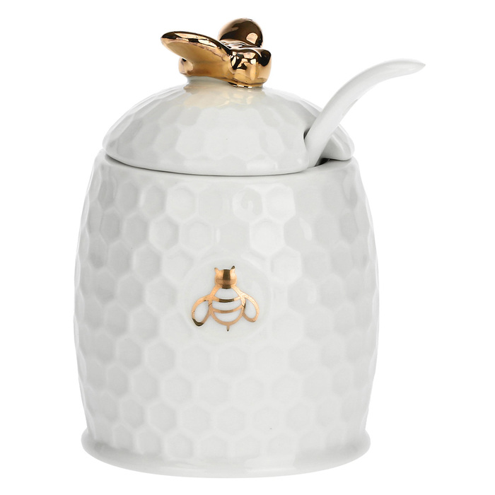 Цукорниця з ложкою La Porcellana Bianca APEREGINA ORO, порцеляна, 10 х 6,5 см