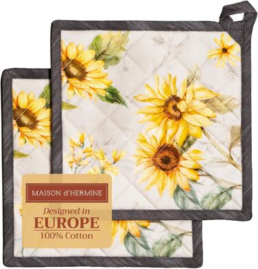 Рукавички для духовки Maison d&39 Hermine, підставки для каструль, 100 бавовна, термостійкі кухонні рукавички, рукавички для духовки (19 см x 33 см) та підставки для каструль (20 см x 20 см) для приготування їжі, Morzine - Рукавички для духовки на День по